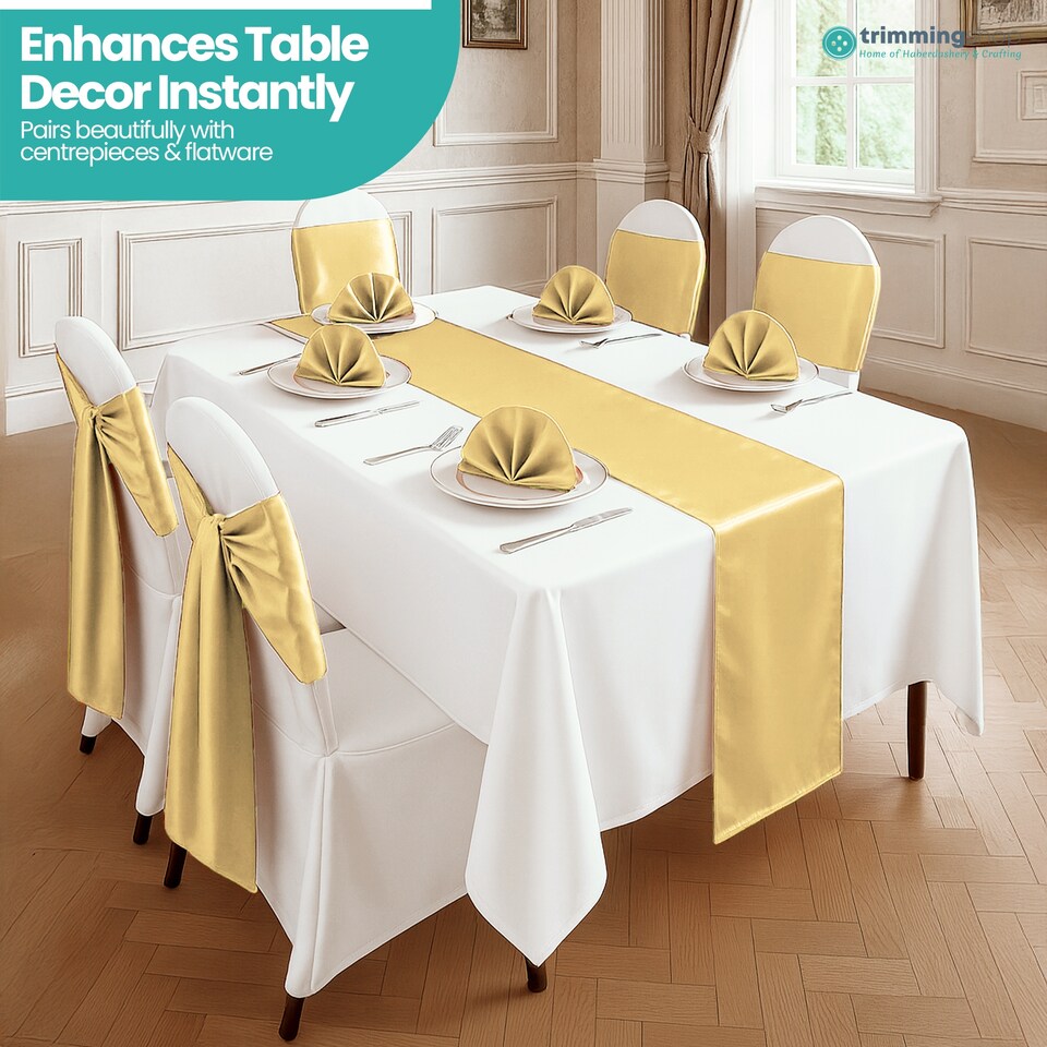 image 1 of Satin Table Runner for Dining Table - 11 x 108 Inch