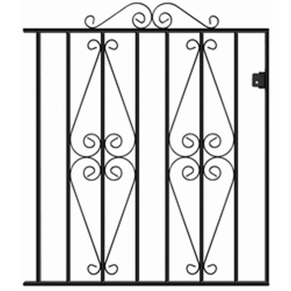 image 1 of Stirling Scroll Low Flat Top Single Gate - Solid Steel - Fits Gap of 1220 mm x 914 mm High - Electro Galv./Black Powder Coated | Black | 1
