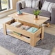 image 2 of Wooden Coffee Table With Lift Up Top Storage Area and Magazine Shelf | Brown