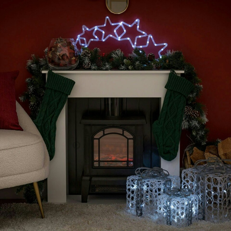 image 1 of ValueLights Christmas Star Arch White Illuminated Decoration and Integrated LED 2.4W Cool White Bulb