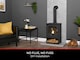 image 3 of OKO S2 Bio Ethanol Stove with Log Storage in Charcoal Grey with Tall Angled Stove Pipe