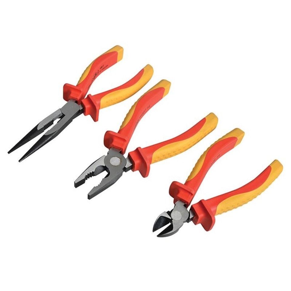 Faithfull Vde Pliers Set With Pouch, 3 Piece - Multi Colour - One Size