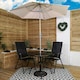 image 2 of Outdoor 2 Person Round Glass Top Garden Patio Dining Table Chairs Cream Parasol and Base Set