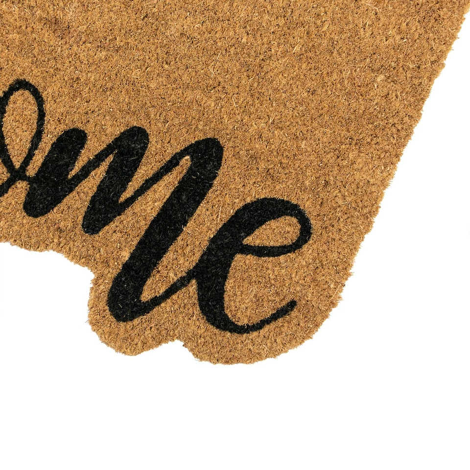 image 1 of JVL Latex Backed Coir Entrance Doormat, 40x70cm - Shaped Welcome