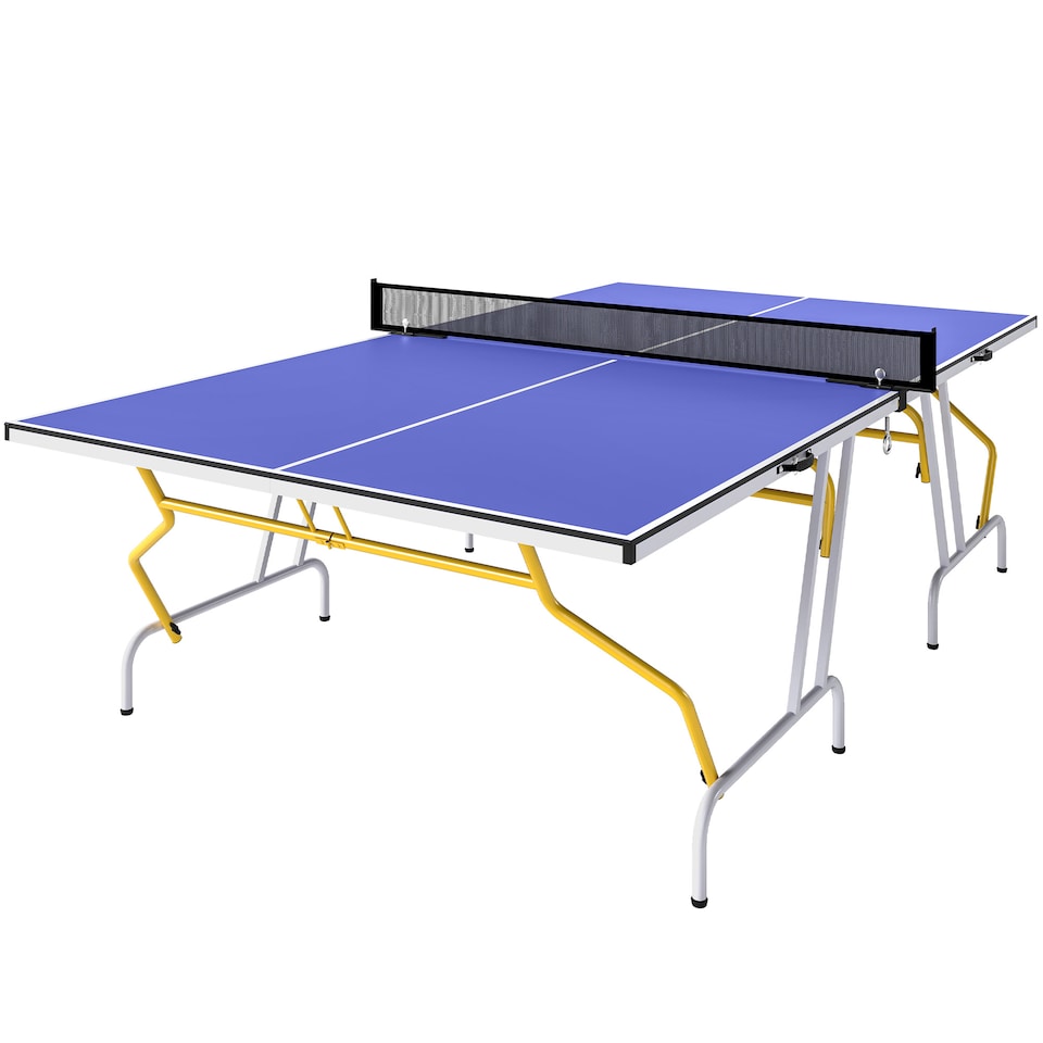 image 1 of SPORTNOW 9FT Foldable Table Tennis Table with Cover, Net, Paddles, Balls - Blue