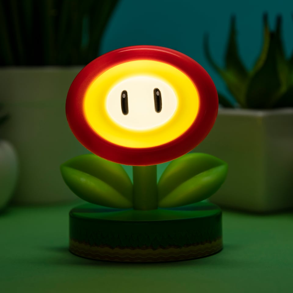 image 1 of Super Mario Icons Fire Flower Light, 10cm LED Character Light, Battery Powered, Official Nintendo Merchandise, Paladone