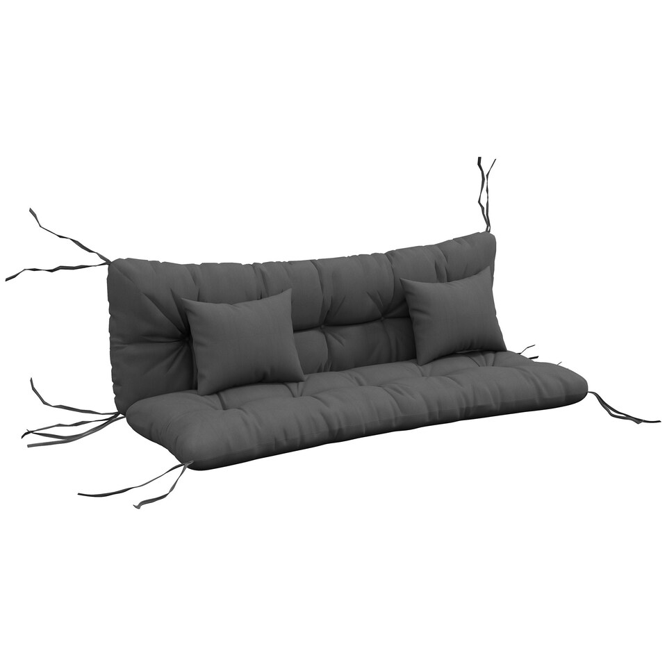image 1 of Outsunny Outdoor Seat Cushions Back Cushion with 2 Pillows, Water Repellent Seat Pads for 3-Seater Chair, Swing, Sofa 