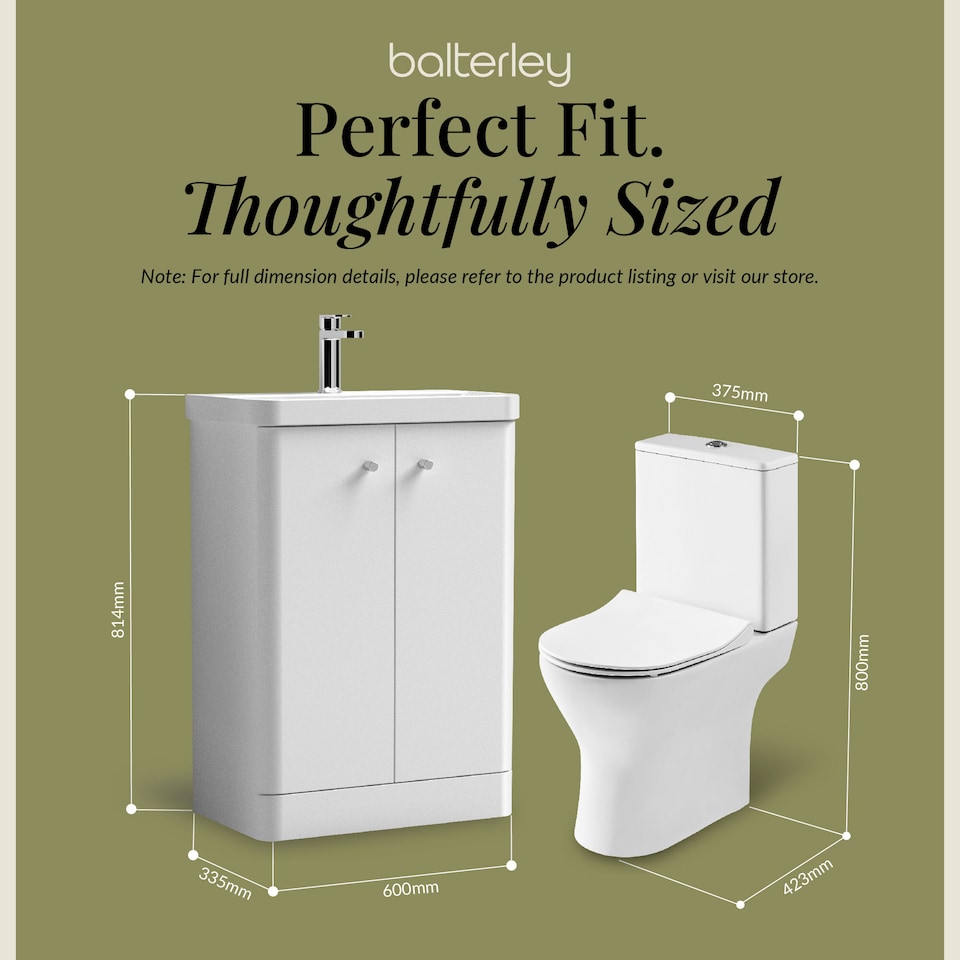 image 1 of Floor 2 Door Bathroom Vanity Unit, Tap & Toilet Pack, White, 579mm | White | Satin White