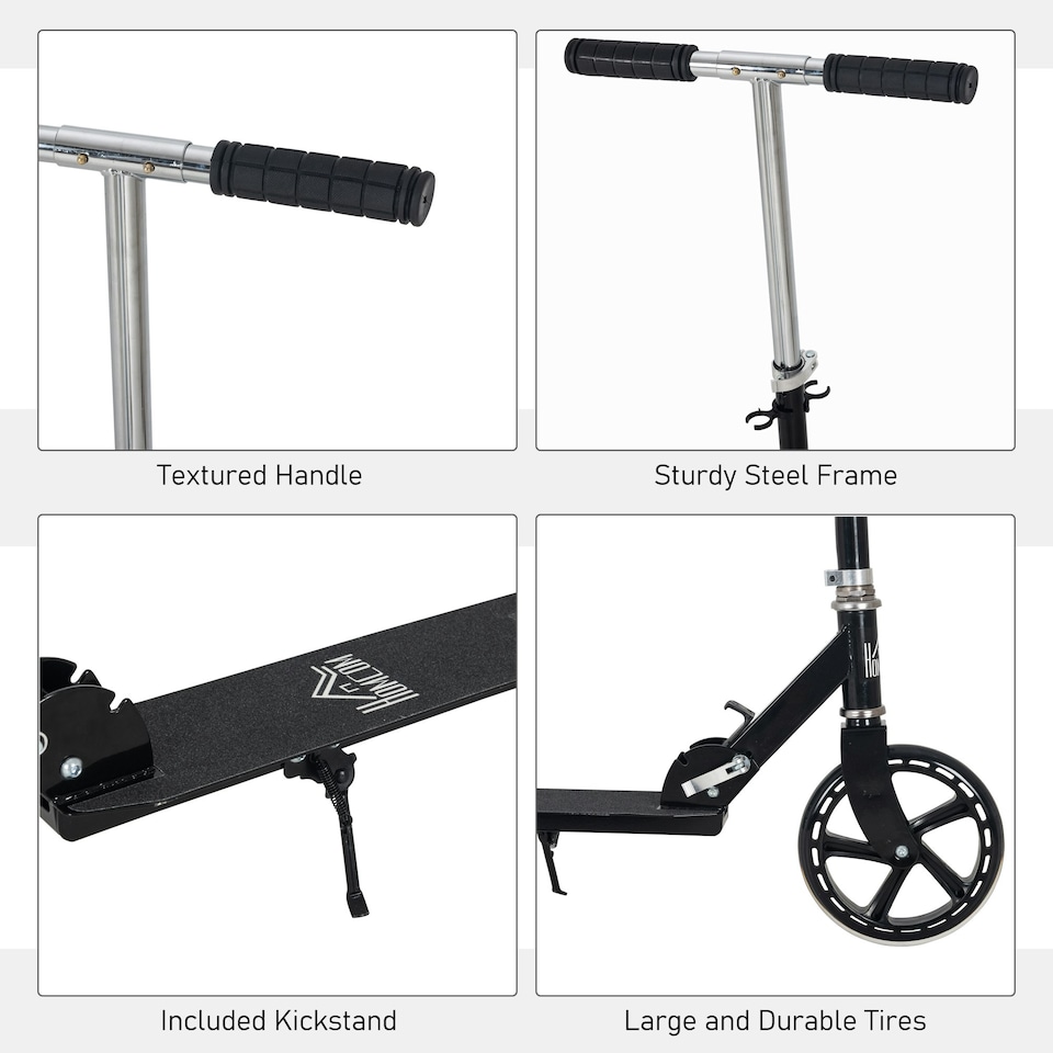 image 1 of HOMCOM Kids Scooter Ride On Toy Height Adjustable For 7-14 Years, Black