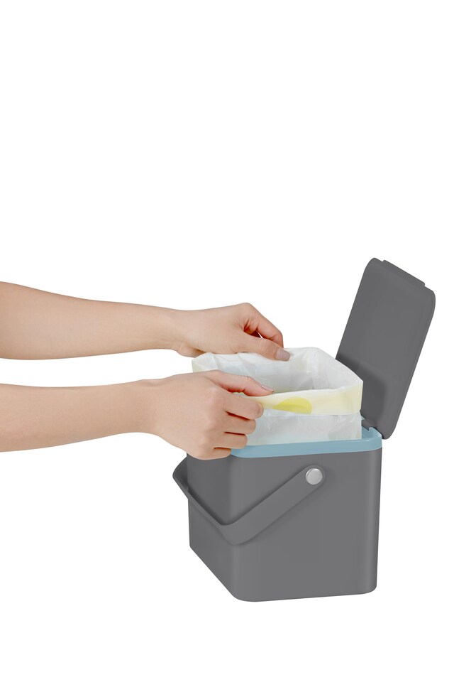 image 1 of EKO Food Waste Compost Bin, Kitchen Countertop Food Waste Caddy,Compost Bin with Lid, Grey, 4 Litre
