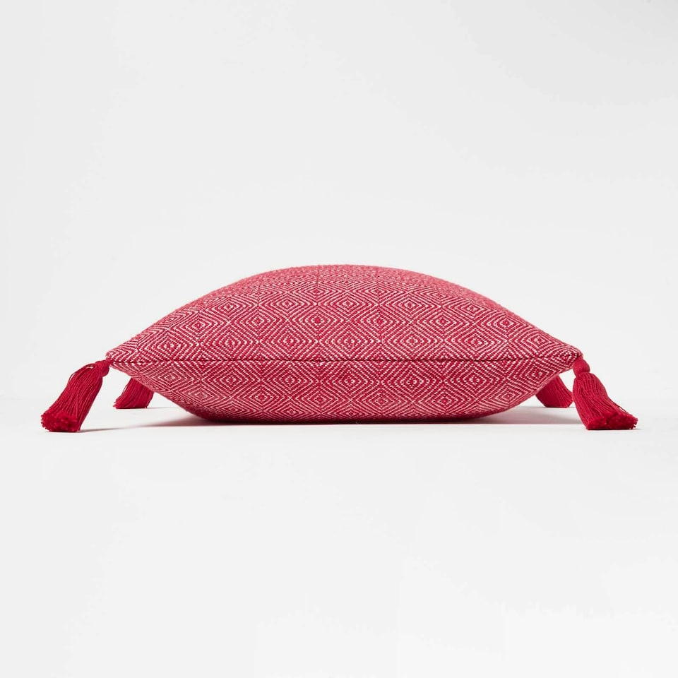 image 1 of Homescapes Porto Handwoven Red Geometric Kilim Cushion - 45 x 45 cm Red