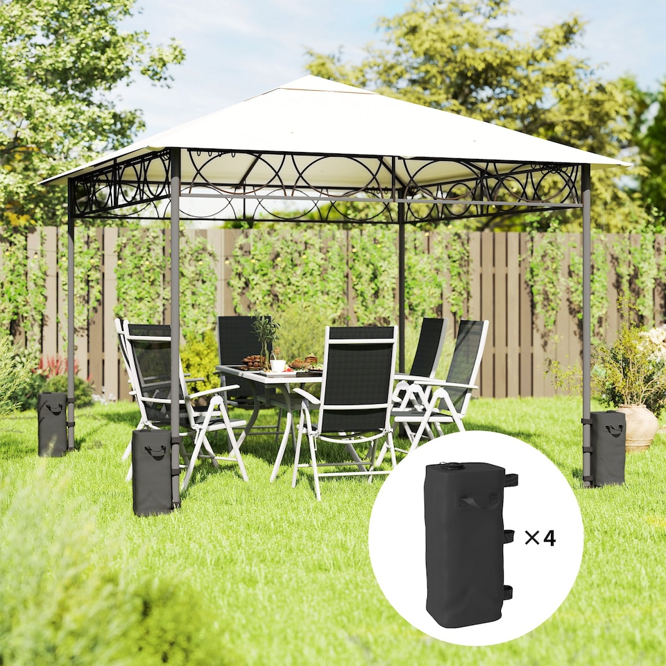image 1 of Outsunny Set of 4 Heavy Duty Gazebo Weights Bags, 500D Sand Weights, Black | Black | Black | 22 x 22 x 50 cm