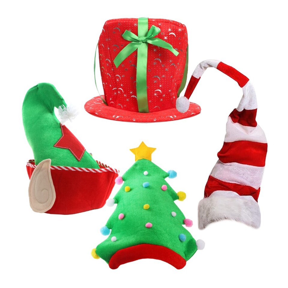 image 1 of Pack of 4 Novelty Christmas Hat Set | Multi | 4