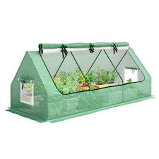 Outsunny Portable Small Polytunnel with Mesh Windows, 240x90x90cm