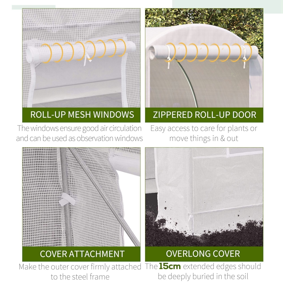 image 1 of Outsunny Greenhouse Solid Frame Walk-in Garden Grow Large Insect Poly Tunnel
