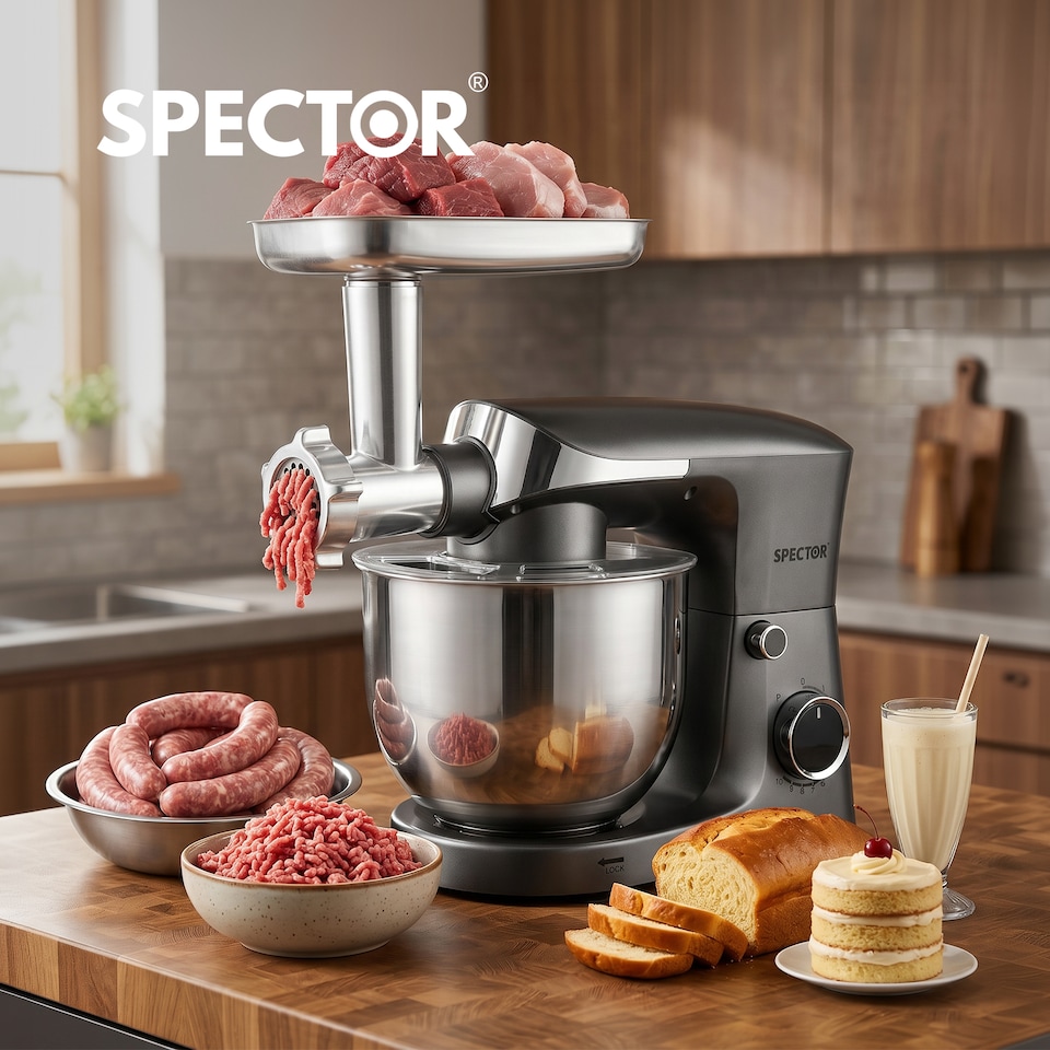 image 1 of 1500W Stand Mixer 5.5L Kitchen Machine with Meat Grinder