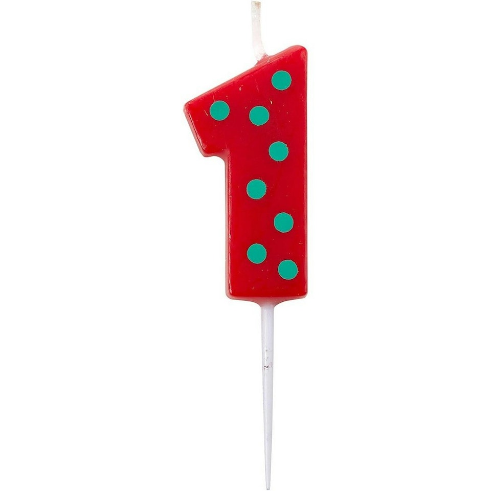 Amscan Polka Dot 1st Birthday Pick Candles - Red/Green - One Size