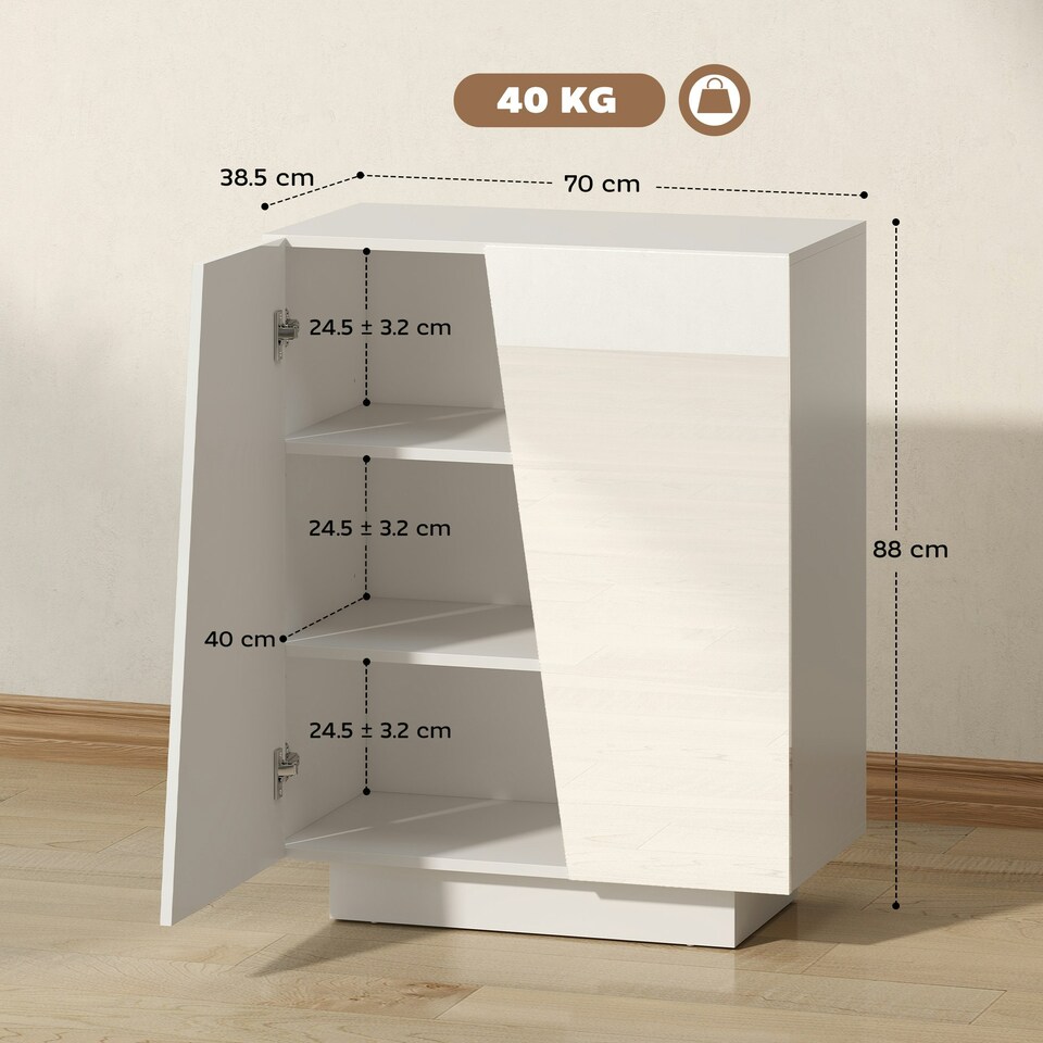 image 1 of HOMCOM High Gloss Storage Cabinet for Bedroom Living Room Dining Room Black