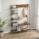 image 2 of HOMCOM Coat Rack, Coat Stand with Shoe Storage, 5 Hooks Brown