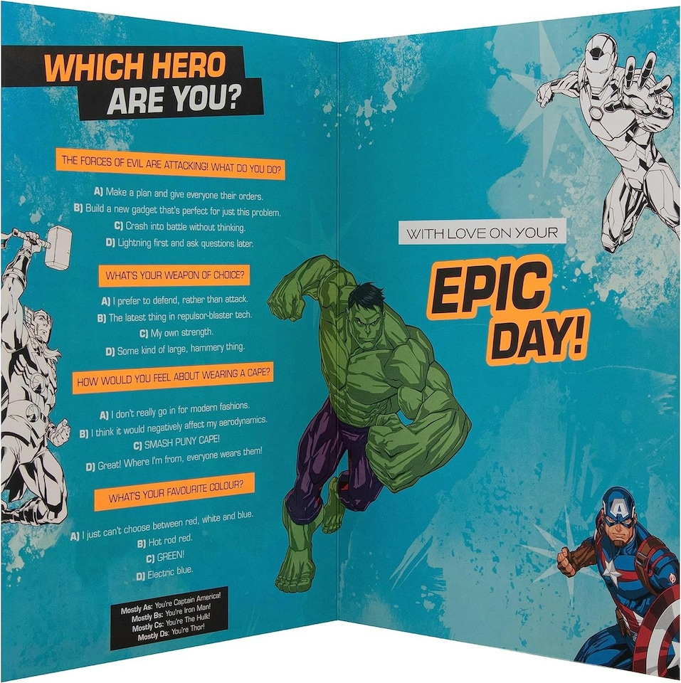 image 1 of Marvel Superheroes Design Grandson Birthday Card with Activity