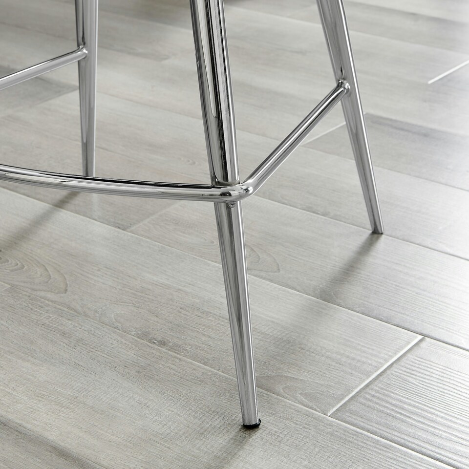 image 1 of Furniturebox Pesaro Bar Chair Black Velvet Silver Legs x 2