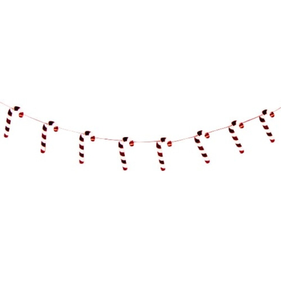 Christmas Foiled Candy Cane Paper Garland Hanging Decoration 2m