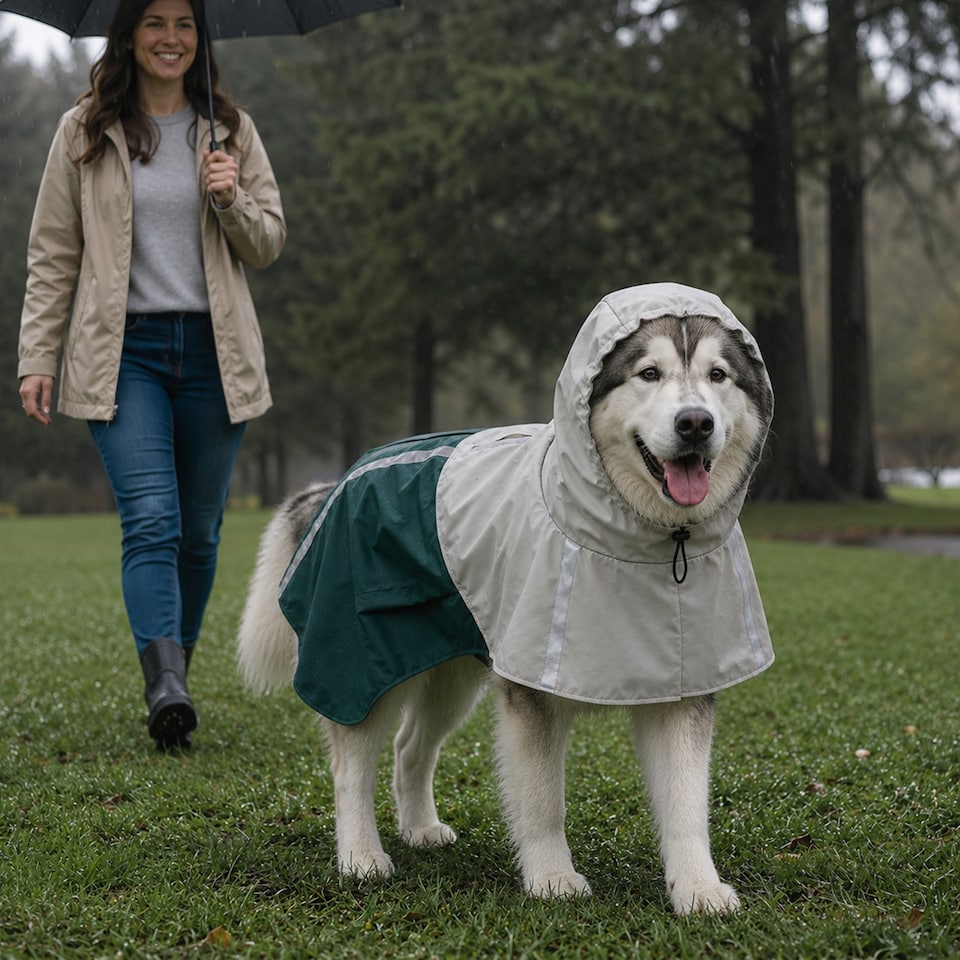 image 1 of PawHut Dog Raincoat with Hood, Dog Rain Jacket, for Extra Large Dogs, XL