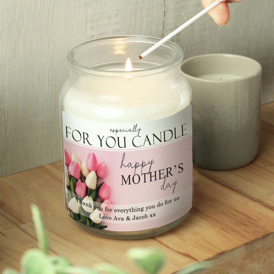 image 1 of Personalised Especially For You Mothers Day Large Scented Jar Candle White