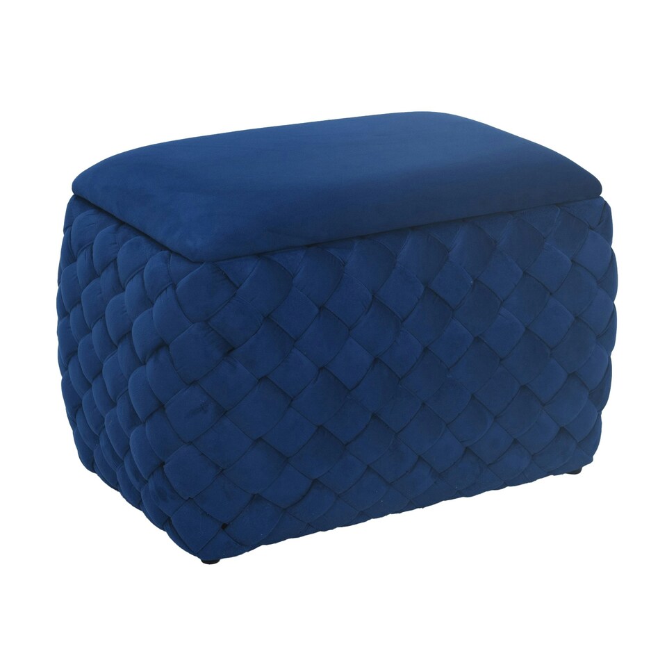 image 1 of Plumeo Velvet Storage Ottoman - Dark Blue
