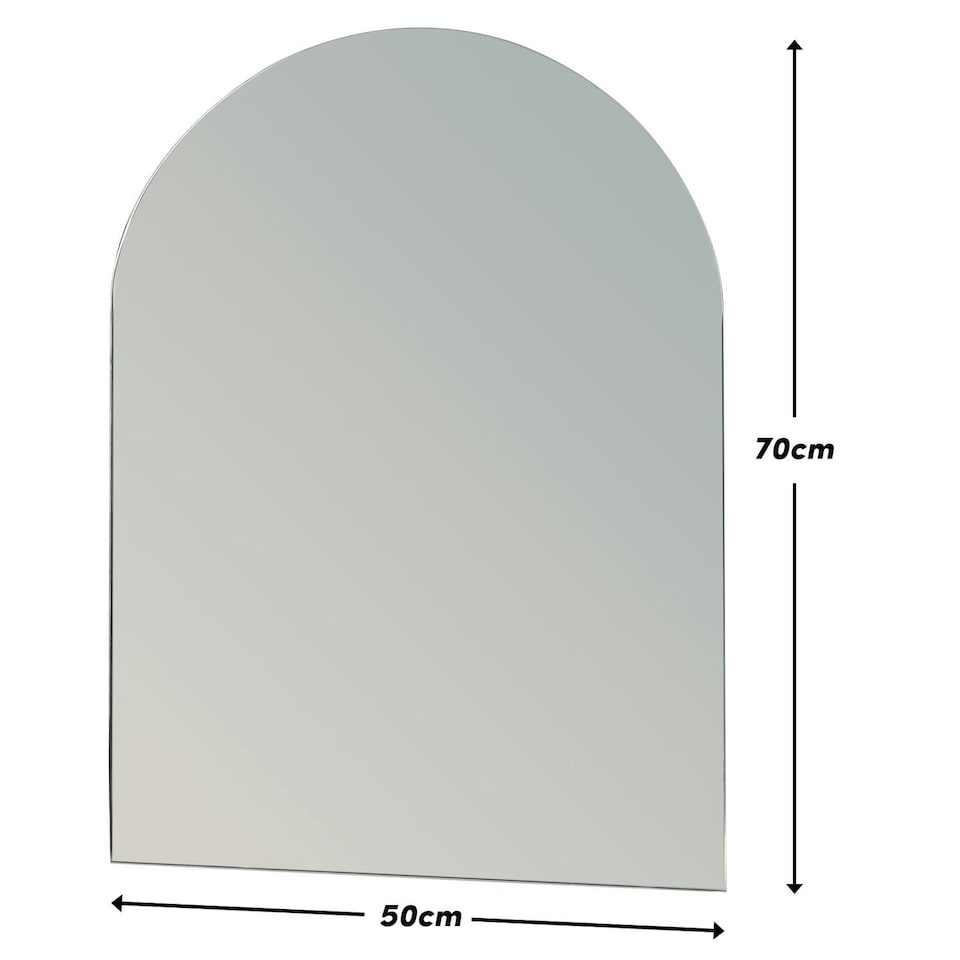 image 1 of Showerdrape Hampton Arched Oval Wall Mounted Frameless Bathroom Mirror 70 x 50cm