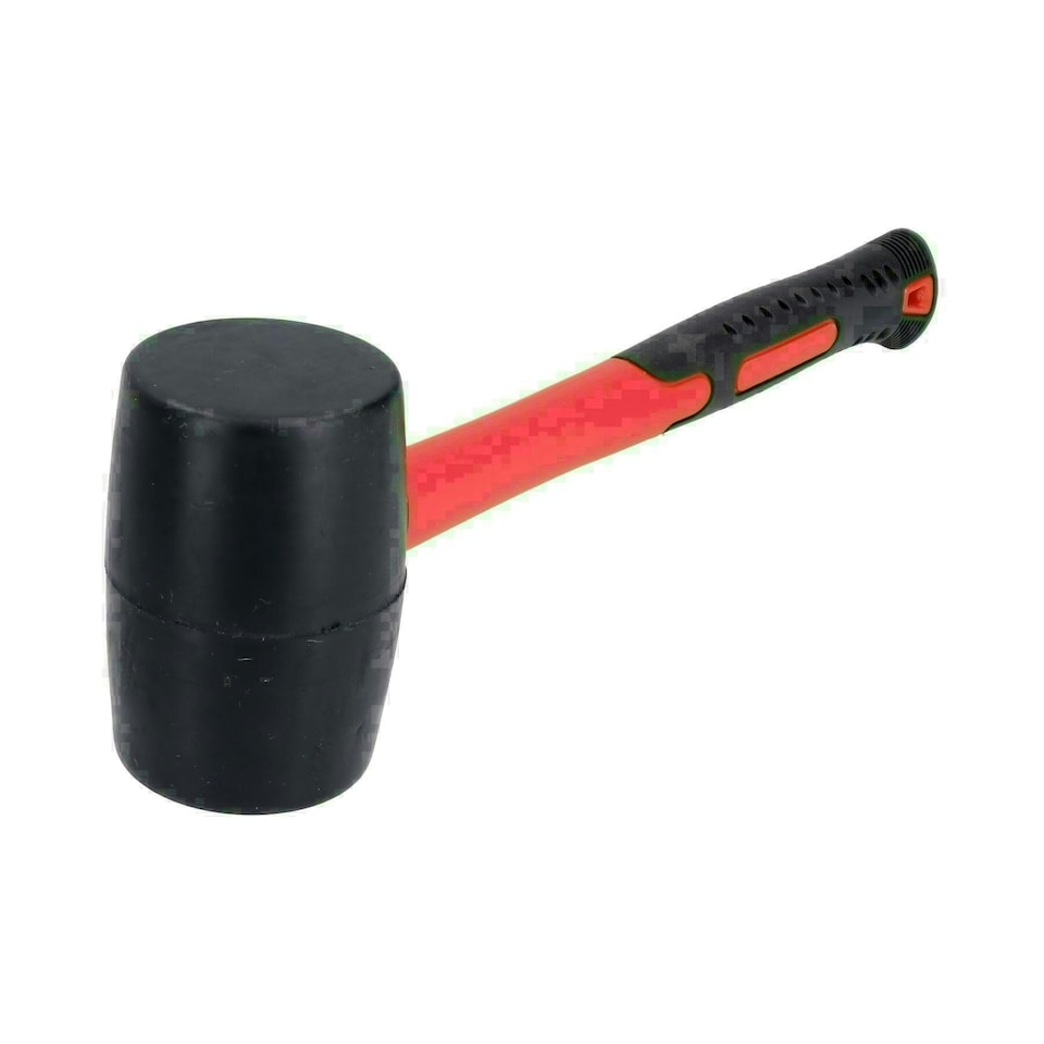 image 1 of 16oz Black Rubber Mallet 70% Fibreglass Handle Hammer Non Marking TE923