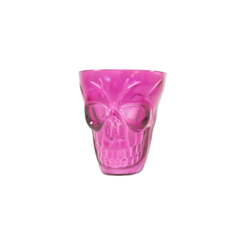 image 1 of Purple Skull Shaped Reusable Plastic Shot Glasses - Pack of 4