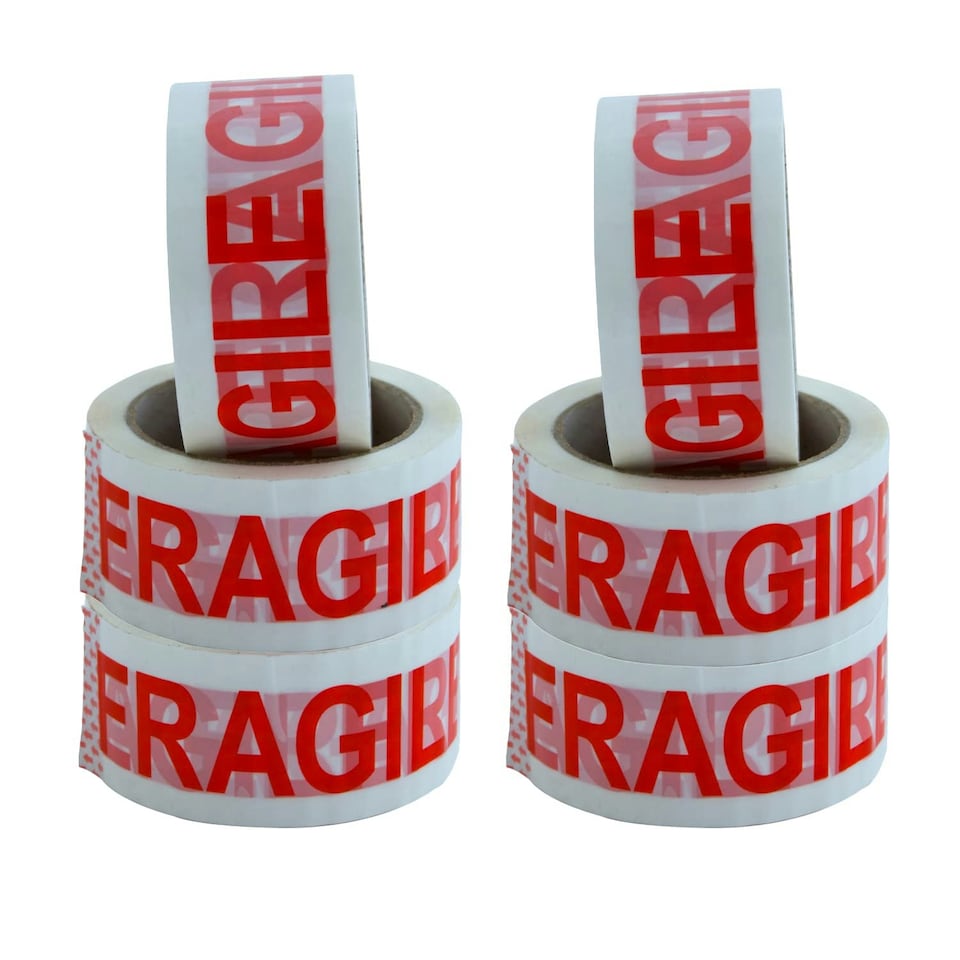image 1 of Straame Pack of 6 Fragile Packaging Tape, Strong  Adhesive, (48mm x 66m)