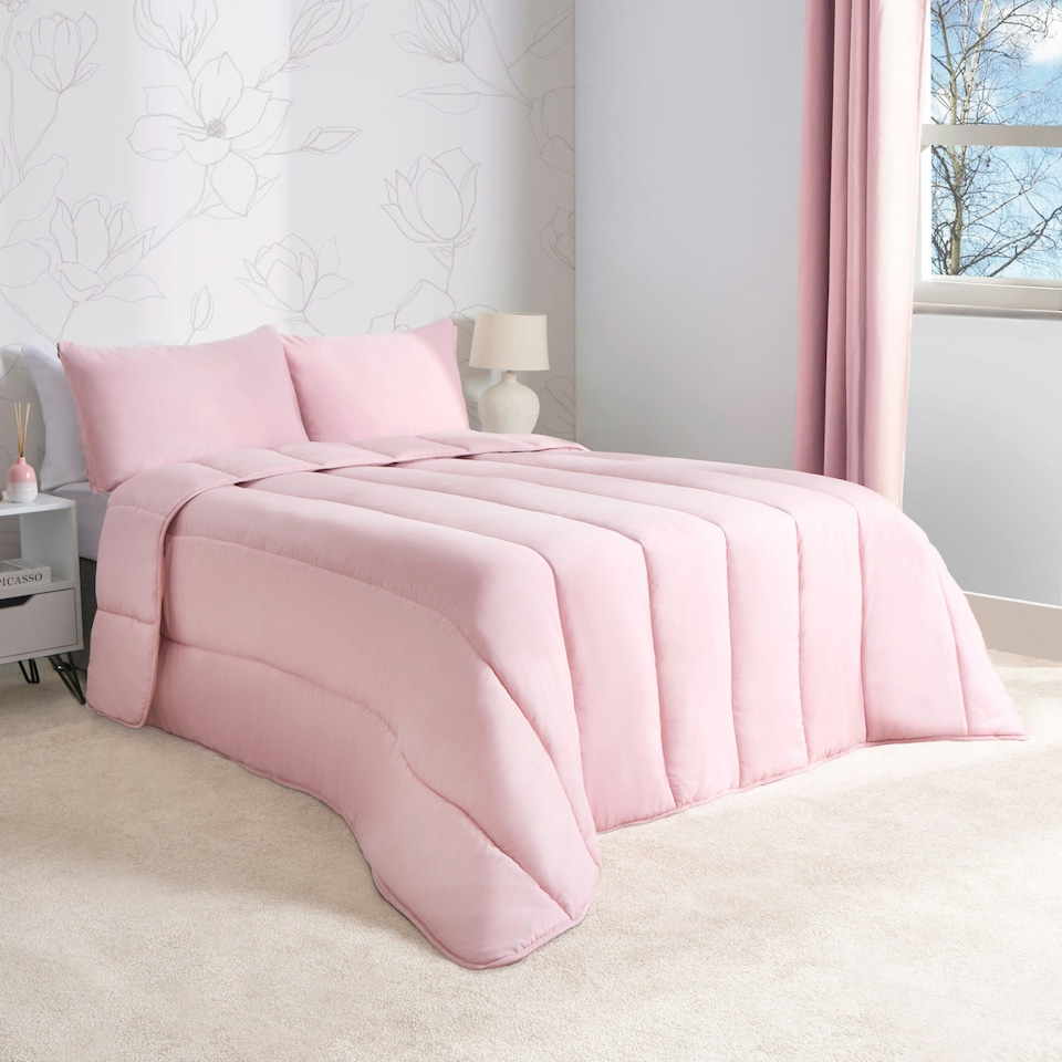 image 1 of OHS Reversible Coverless 10.5 Tog Soft Plush All Year Round Duvet Cover and Pillowcase Bedding Set Pink | Blush Pink | Single