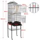 image 3 of Yaheetech 158.5 cm Tall Roof Top Birdcage with Rolling Metal Stand Black