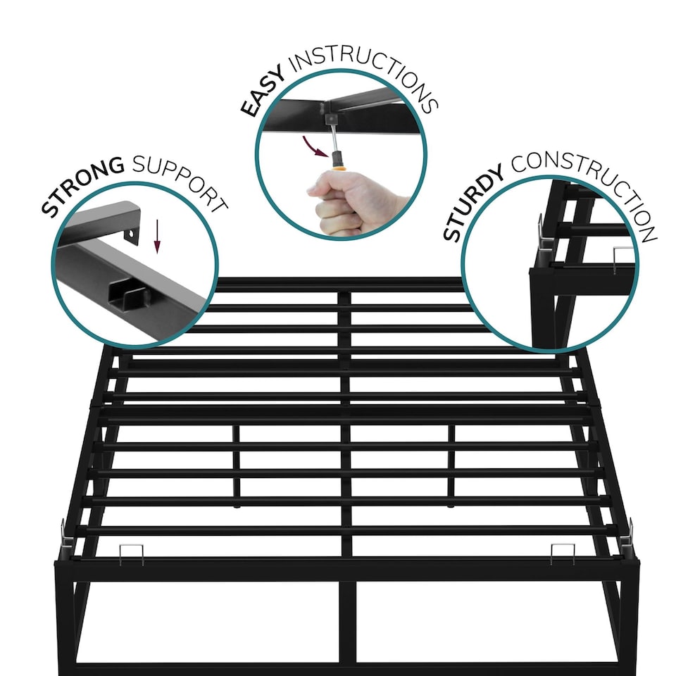 image 1 of House of Home Double Bed Frame Extra Strong Platform Metal Frame Bedroom Easy Build