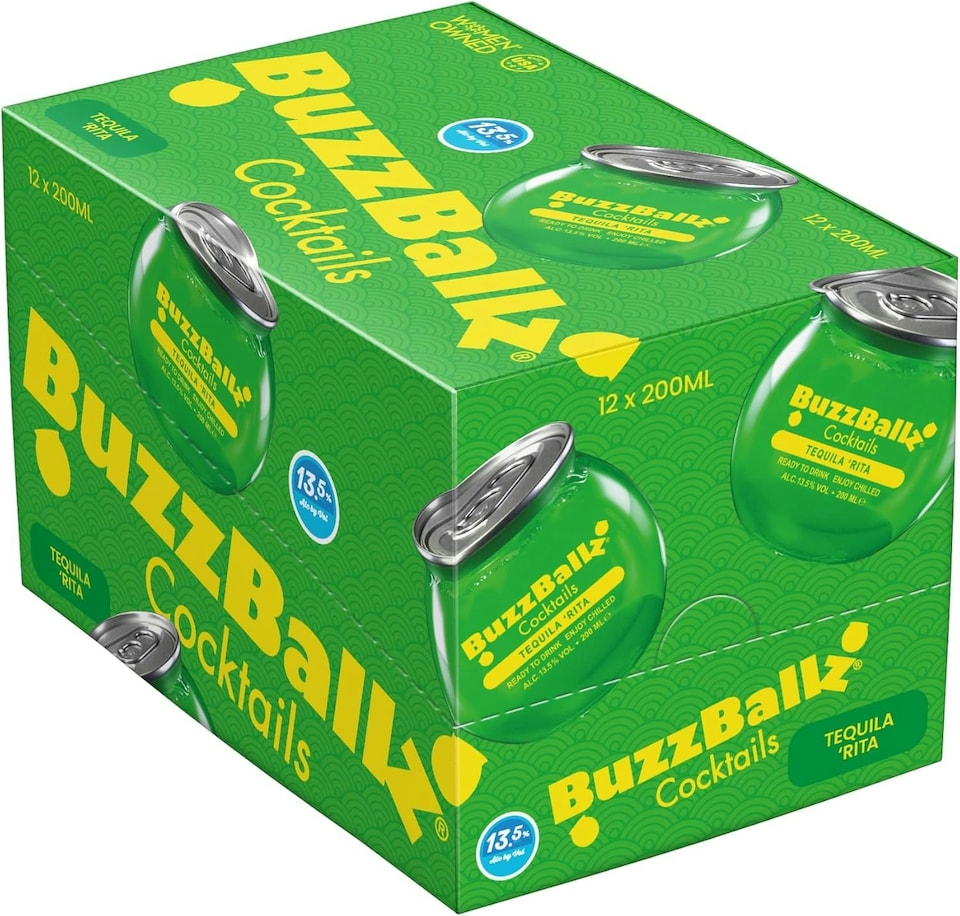 image 1 of BUZZBALLZ COCKTAILS: Tequila Rita Pack of 12 x 200 ml 13.5% Alcohol