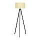 image 4 of ValueLights Barbro Black Tripod Floor Lamp Wicker Shade & Bulb