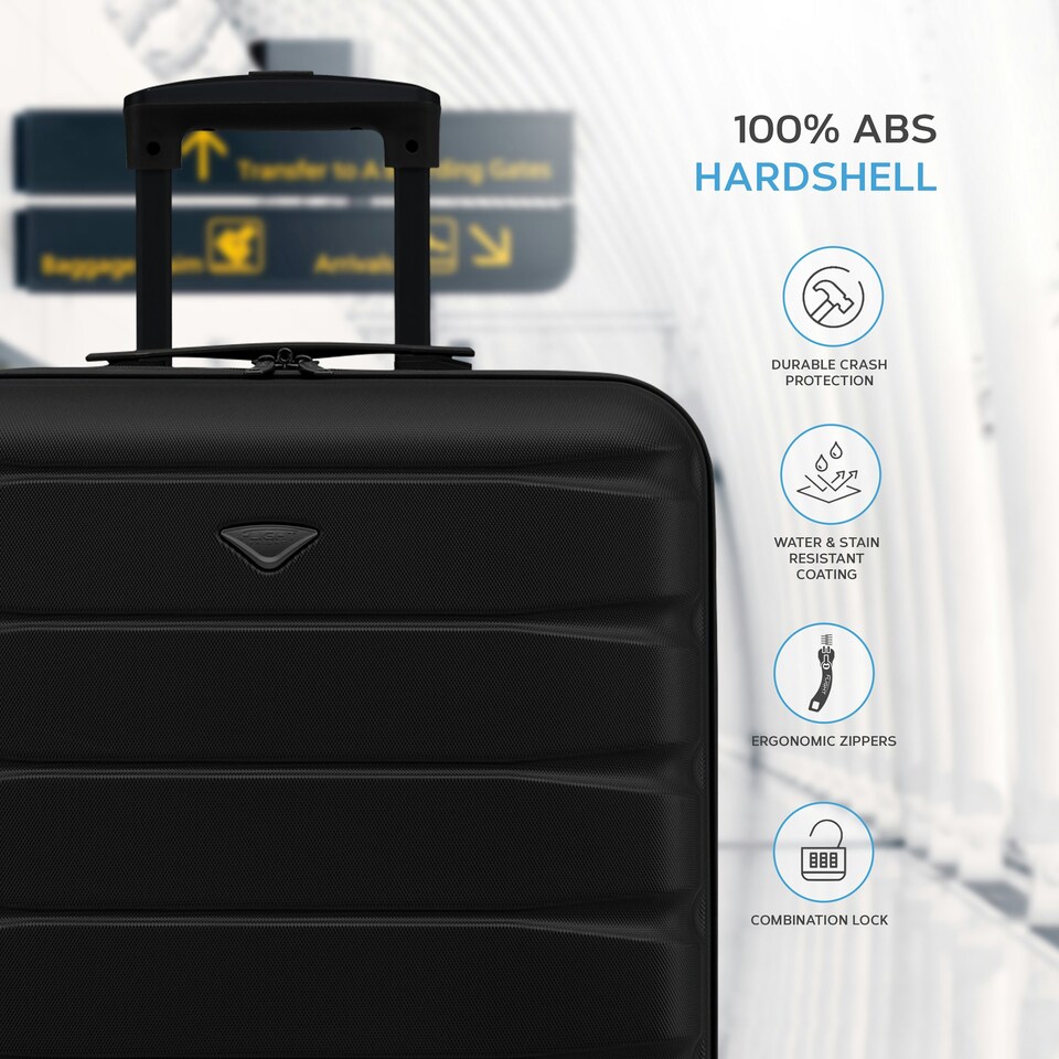 image 1 of 55x35x20cm Carry On Cabin Hard Shell Suitcase - 100+ Airlines Approved Including EasyJet (Paid), British Airways, Ryanair (Priority), TUI | Multi | Cabin Bag