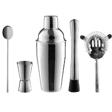 Rink Drink 5 Piece Manhattan Cocktail Shaker Set - Silver | Silver | Silver