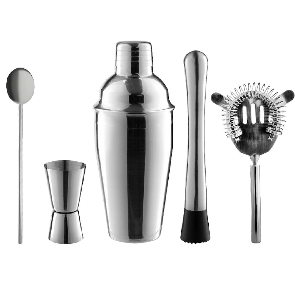 image 1 of Rink Drink 5 Piece Manhattan Cocktail Shaker Set - Silver | Silver | Silver