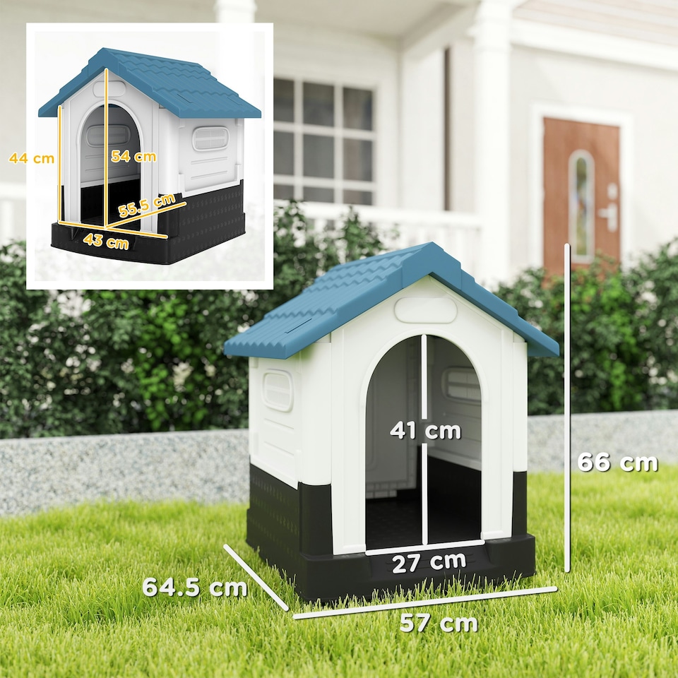 image 1 of PawHut Dog Kennel for Outside Plastic Dog House for XS Dogs, 64.5 x 57 x 66cm