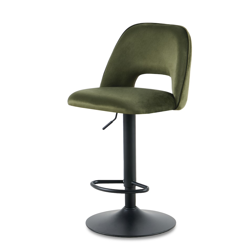 image 1 of SONARA Set of 1 Adjustable Velvet Upholstered Breakfast Bar Stools | Green