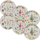 image 1 of 6 Pcs Christmas Charger Plates With Coloured Rim Festive Designs Placemats 33cm