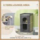 image 3 of PawHut 2-Tier Cat House with Scratching Pad Plush, 81cmH, Grey