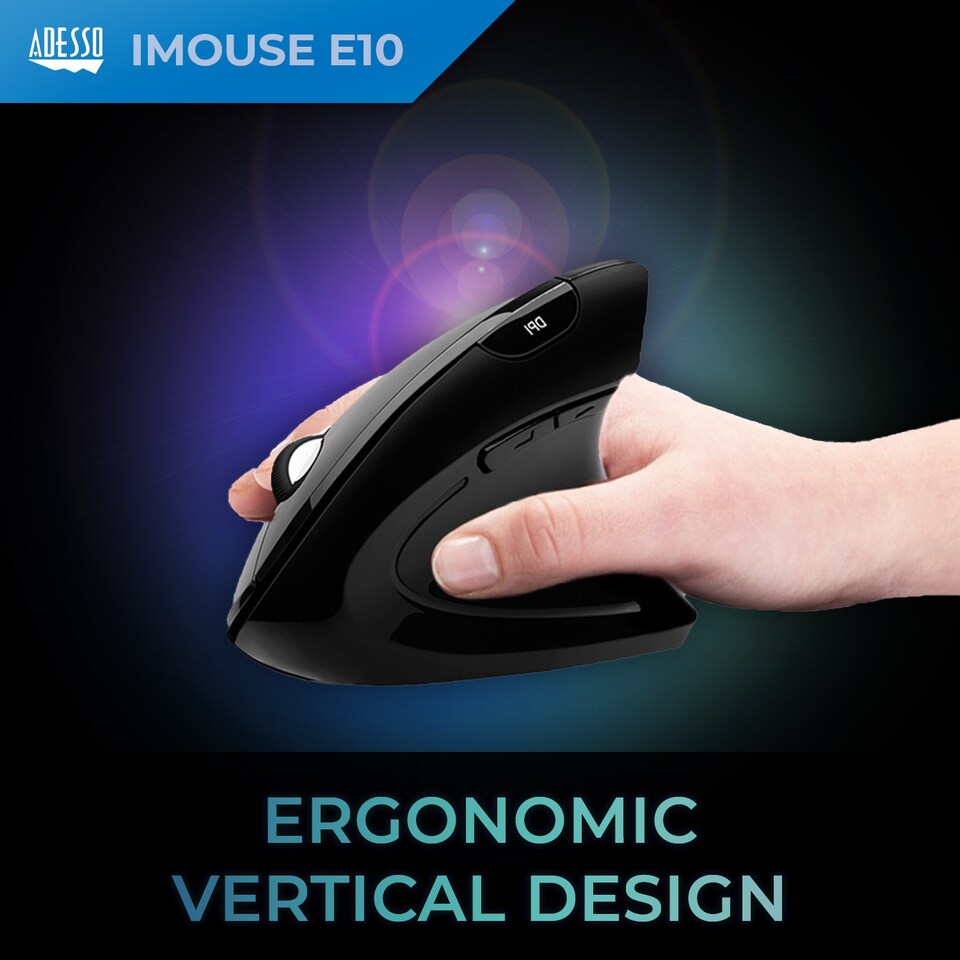 image 1 of Adesso Wireless Vertical Ergonomic Optical Mouse