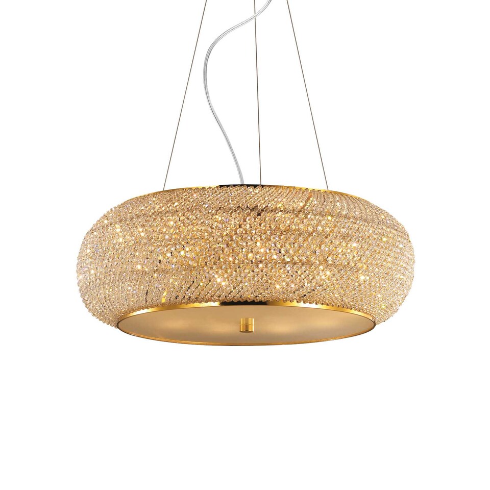 Pasha'  10 Light Ceiling Pendant Gold with Crystals, E14