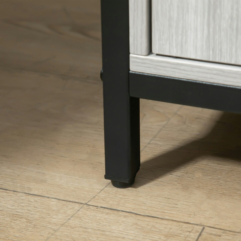 image 1 of HOMCOM Modern Sideboard Storage Cabinet with Adjustable Shelves Light Grey Grey | Black