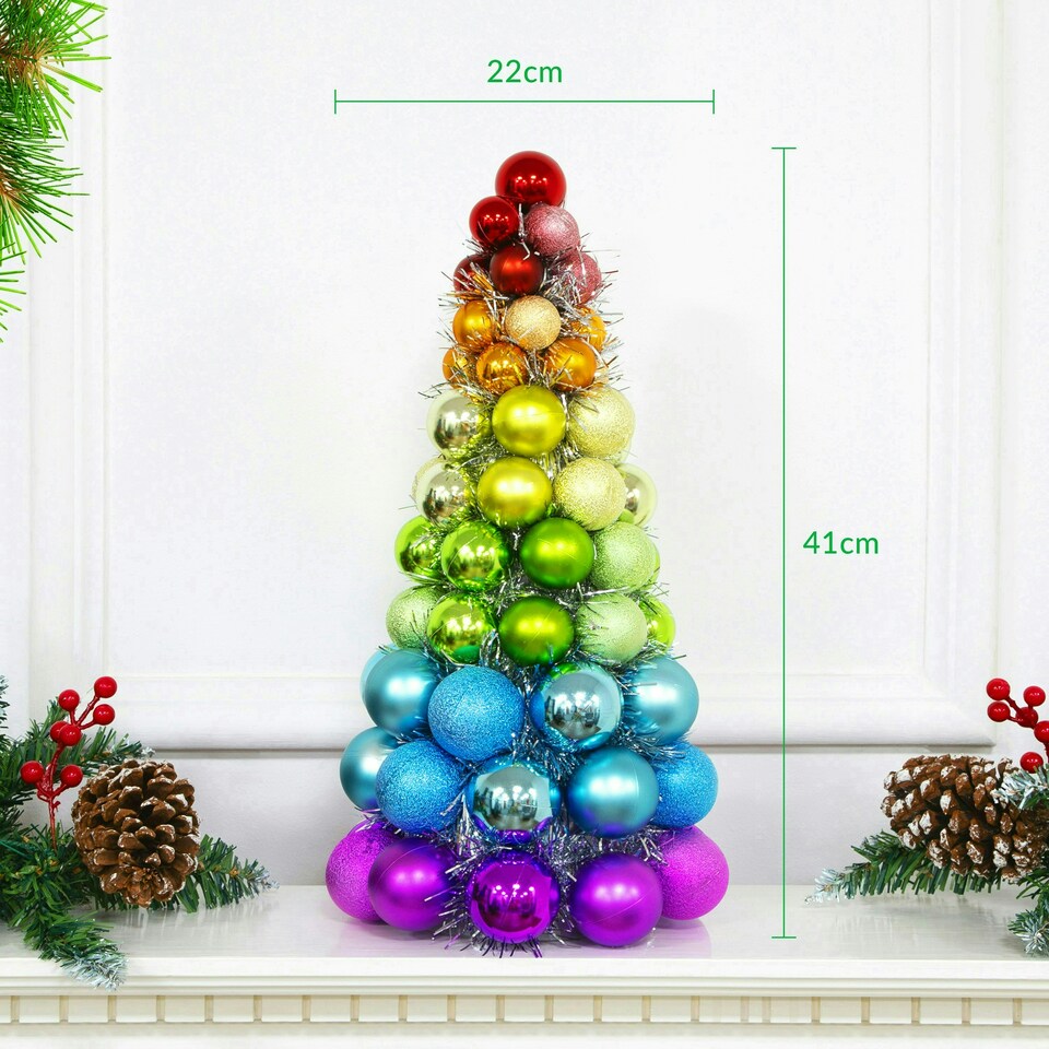 image 1 of Rainbow Bauble Table Tree Multi / XS