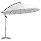 image 1 of Outsunny 3m Cantilever Shanghai Parasol Garden Hanging Banana Sun Umbrella with Crank Handle, 18 Sturdy Ribs and Cross Base, White